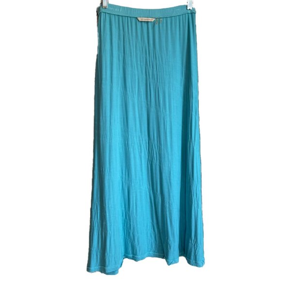 SOFT SURROUNDINGS Turquoise Knit Maxi Skirt Tiered Ruffled PM - Picture 8 of 10